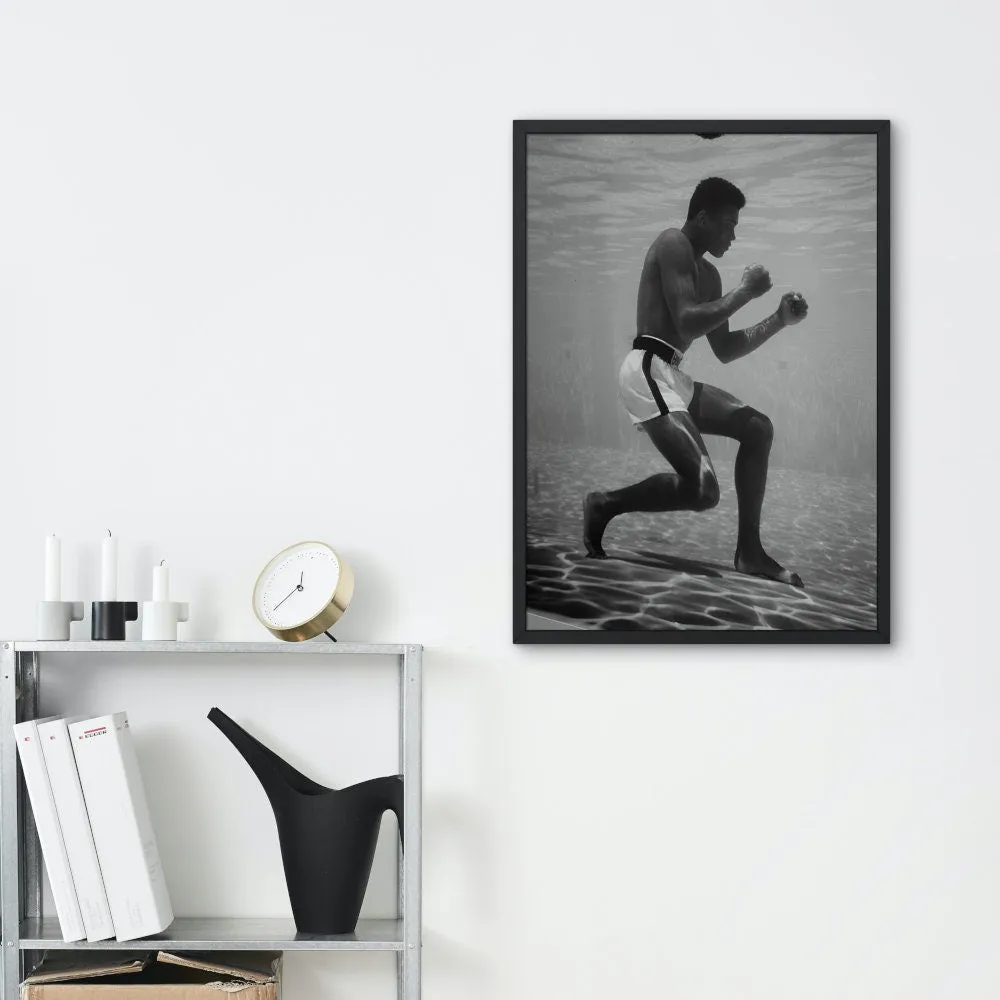 Black And White Muhammad Ali Poster PRINTABLE ART, Sports Prints, Hypebeast, Muhammed Ali Under Water, Boxing, Gym Poster, Black & White Sports Poster