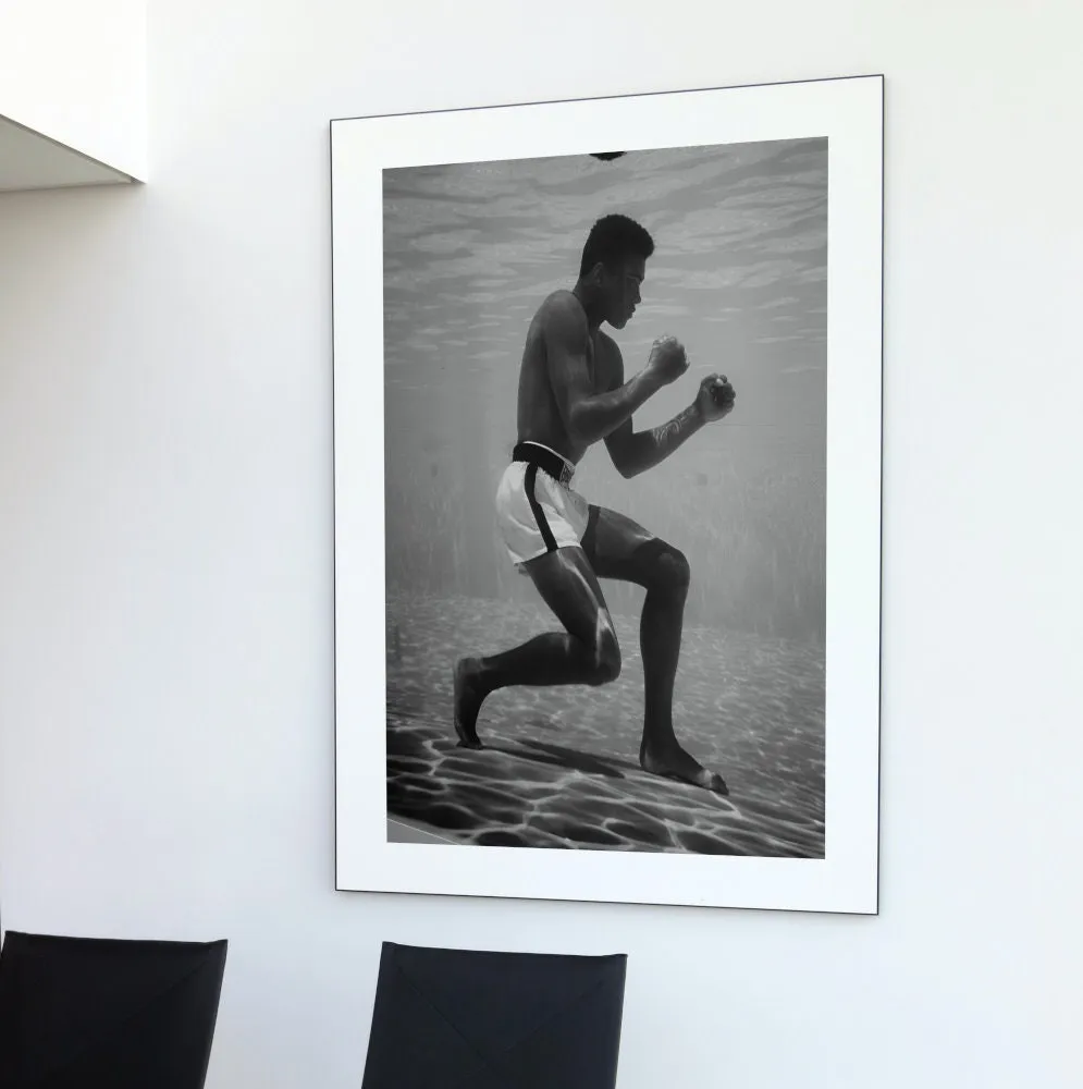 Black And White Muhammad Ali Poster PRINTABLE ART, Sports Prints, Hypebeast, Muhammed Ali Under Water, Boxing, Gym Poster, Black & White Sports Poster