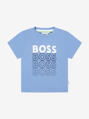 BOSS Baby Boys Gradient Logo T-Shirt In Blue