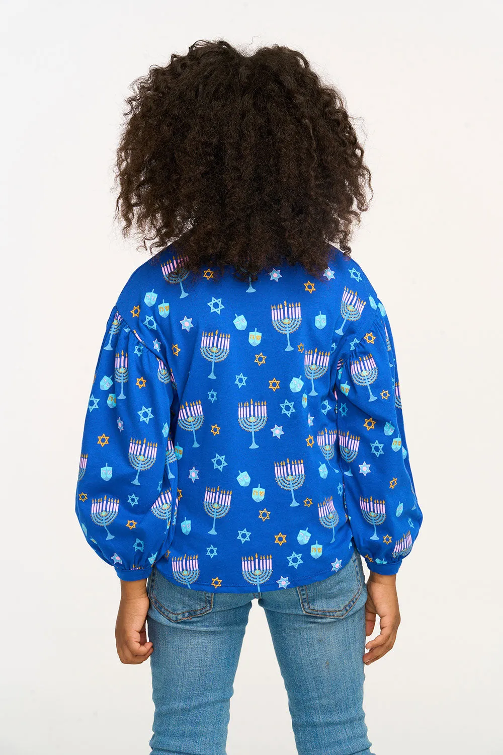 CHA Menorah & Stars Girls Tee Shirt Hanukkah Time