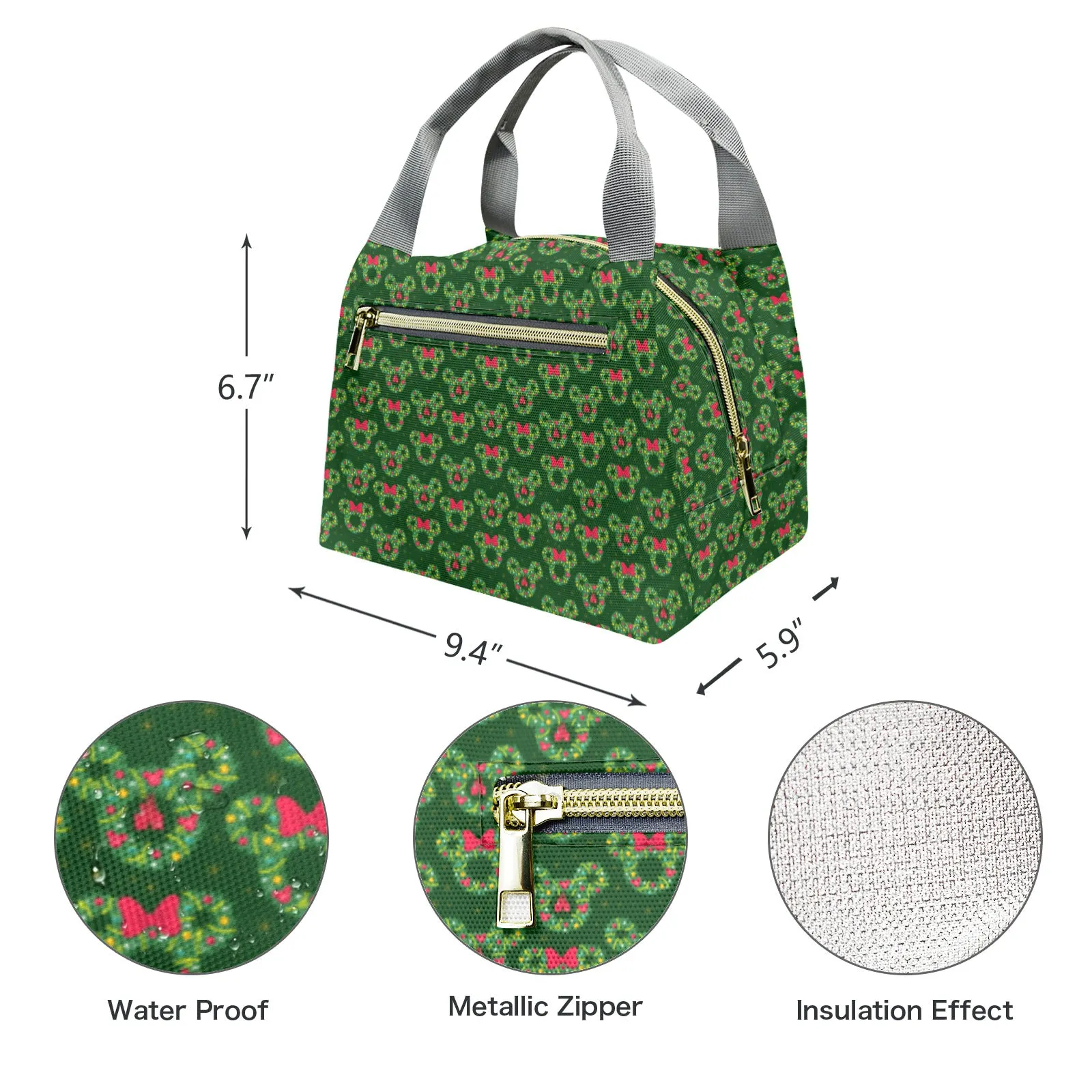 Christmas Wreaths Portable Lunch Bag