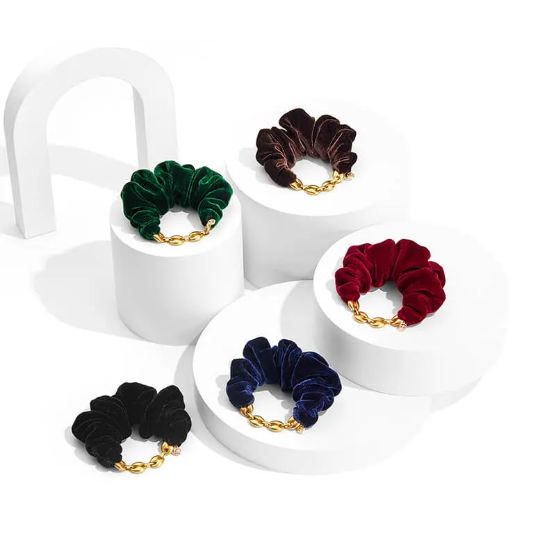 Erin Velvet Metal Chain Scrunchies