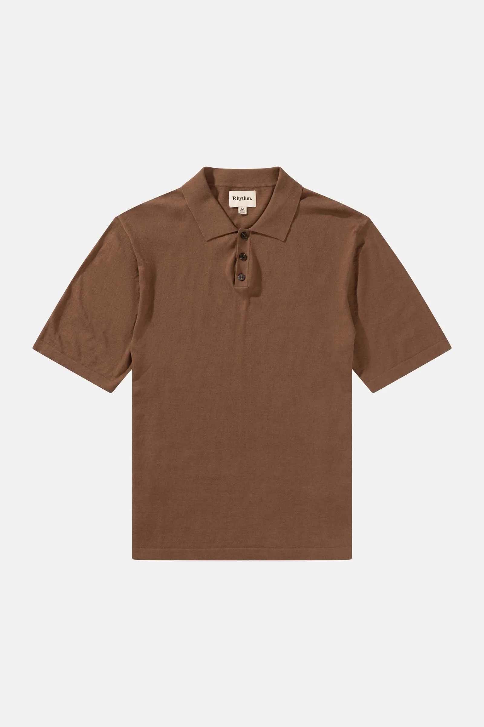 Essential Knit Ss Polo Brown