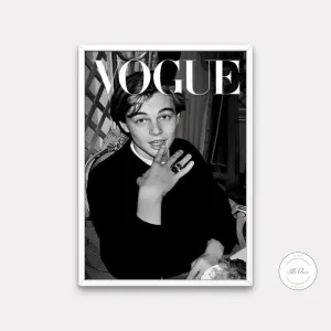 Leonardo Dicaprio Vogue Poster PRINTABLE WALL ART, Vintage Magazine Art Cover, Hollywood Stars, Luxury Fashion Wall Art, Black And White Wall Decor