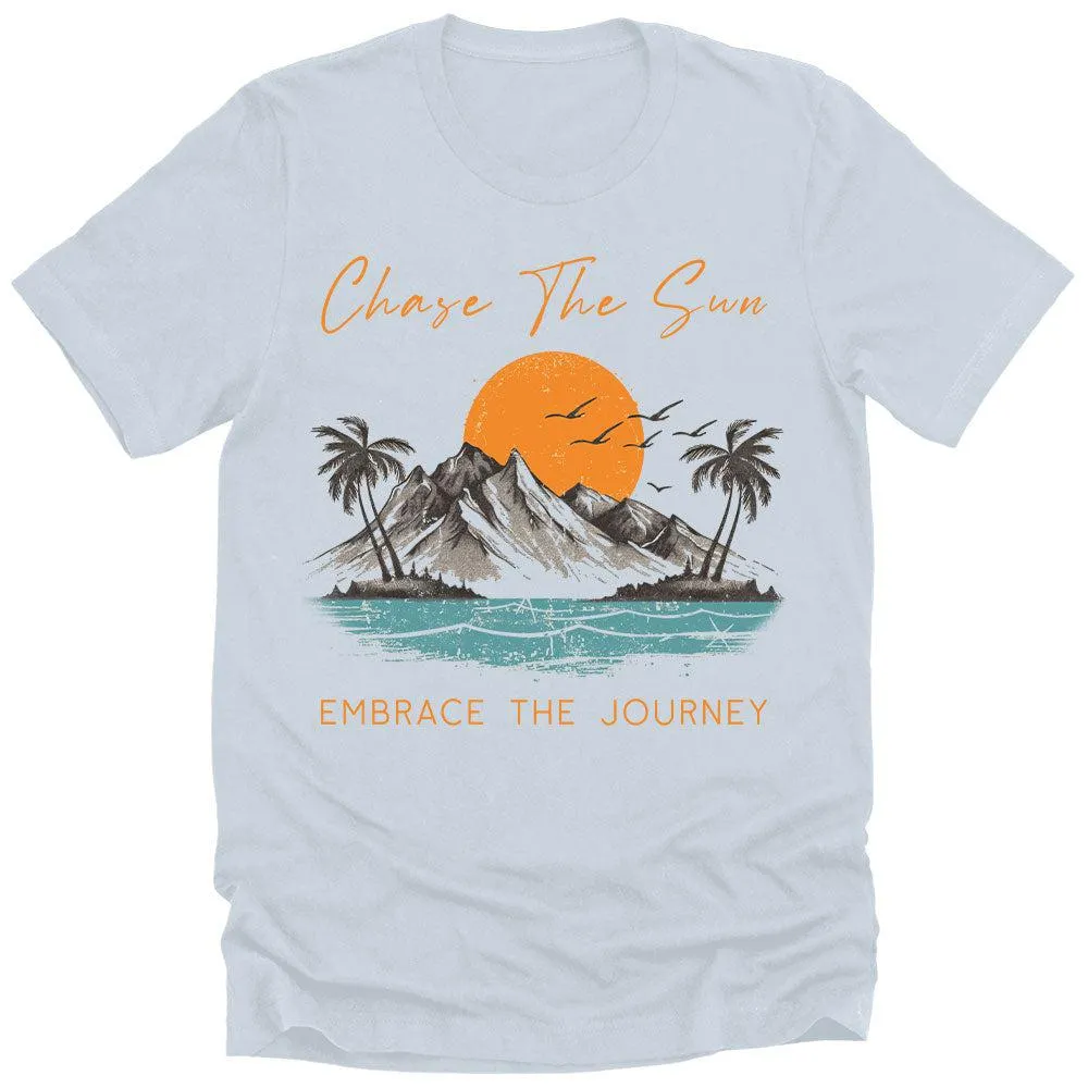 Mens Beach Shirt Chase the Sun Vintage Summer Graphic Tees