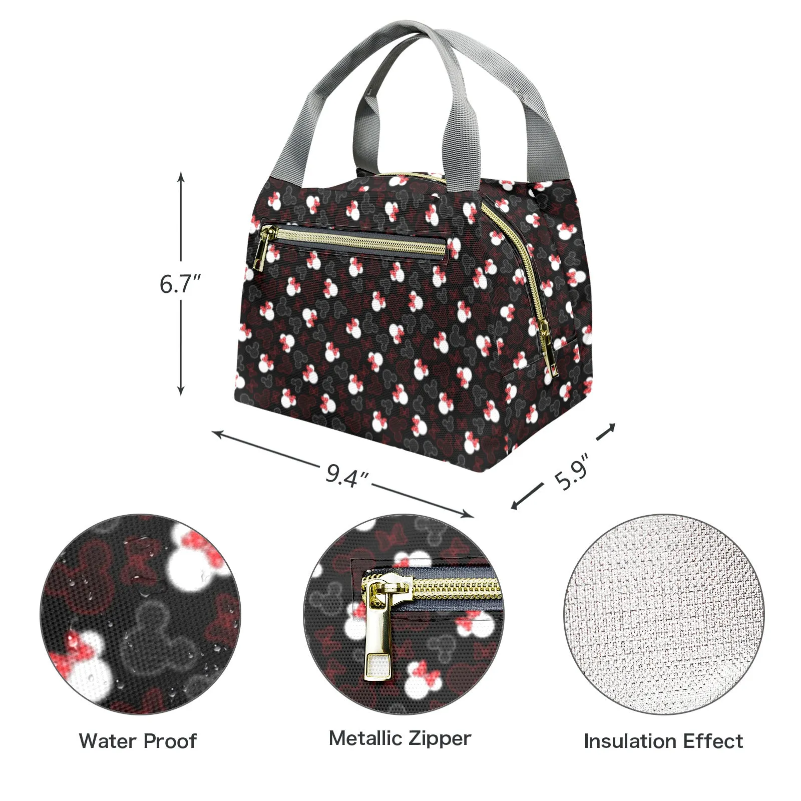 Mickey And Minnie Dots Portable Lunch Bag