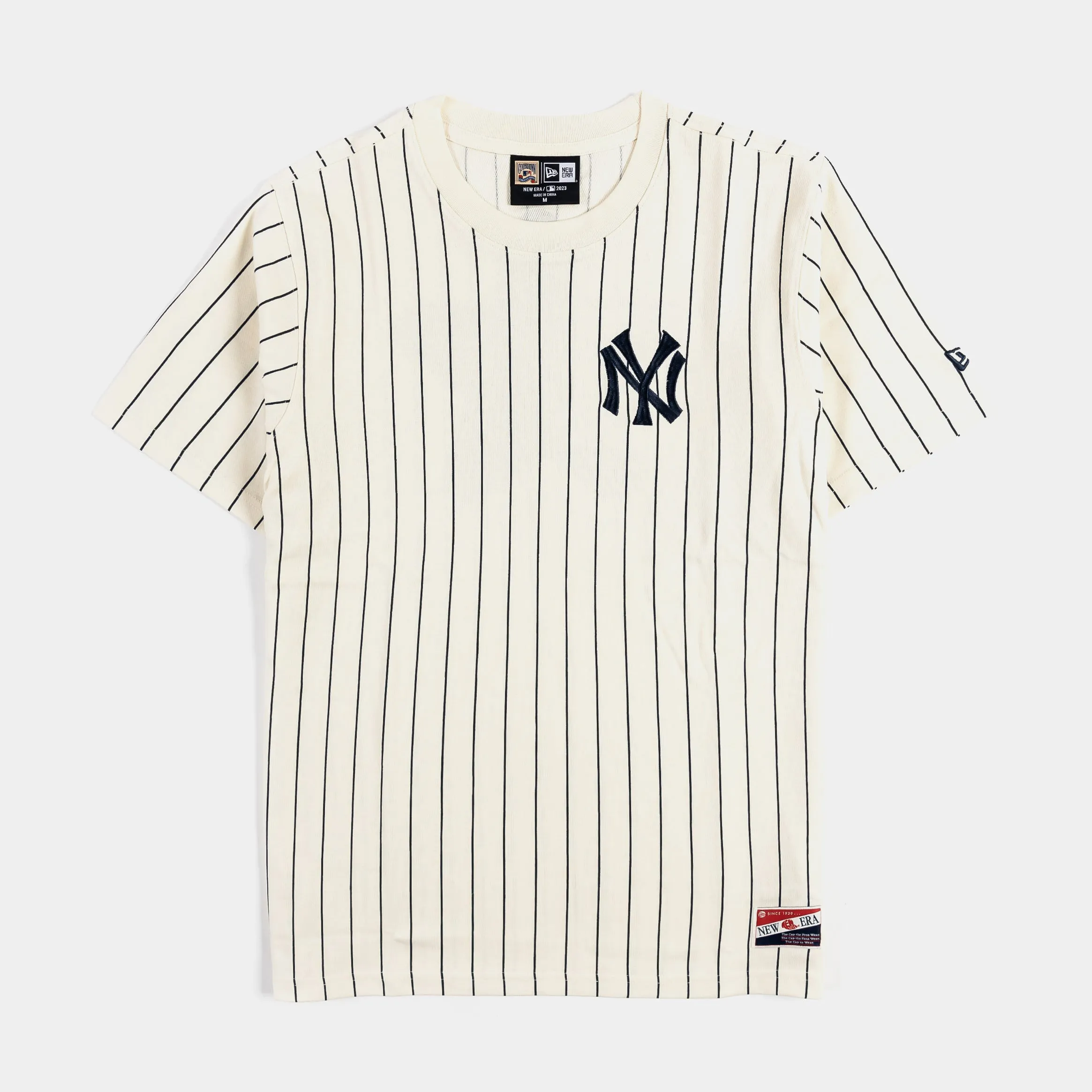 New York Yankees Throwback Mens Short Sleeve Shirt (Beige)