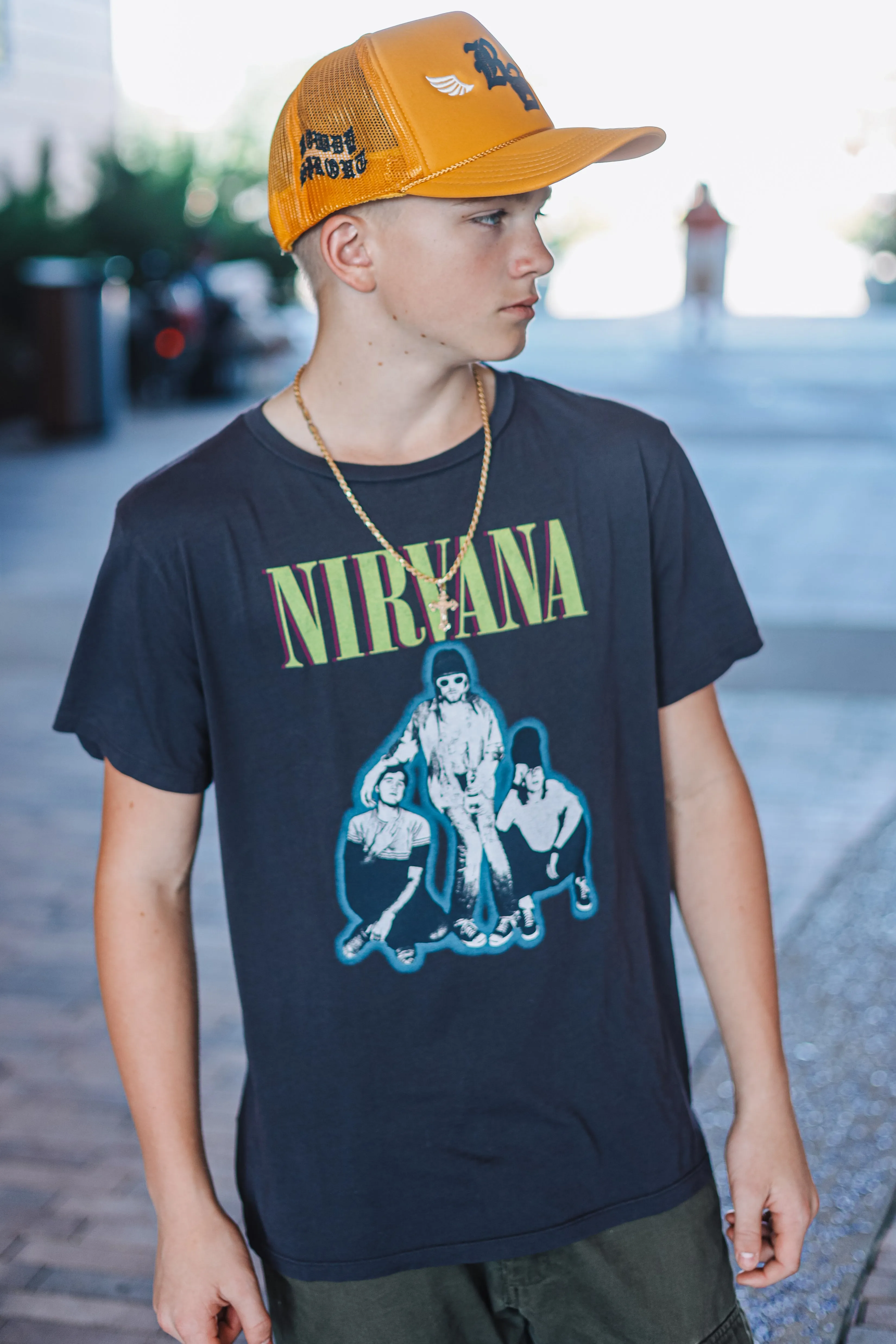 Nirvana Organic Vintge Black Short Sleeve Tee