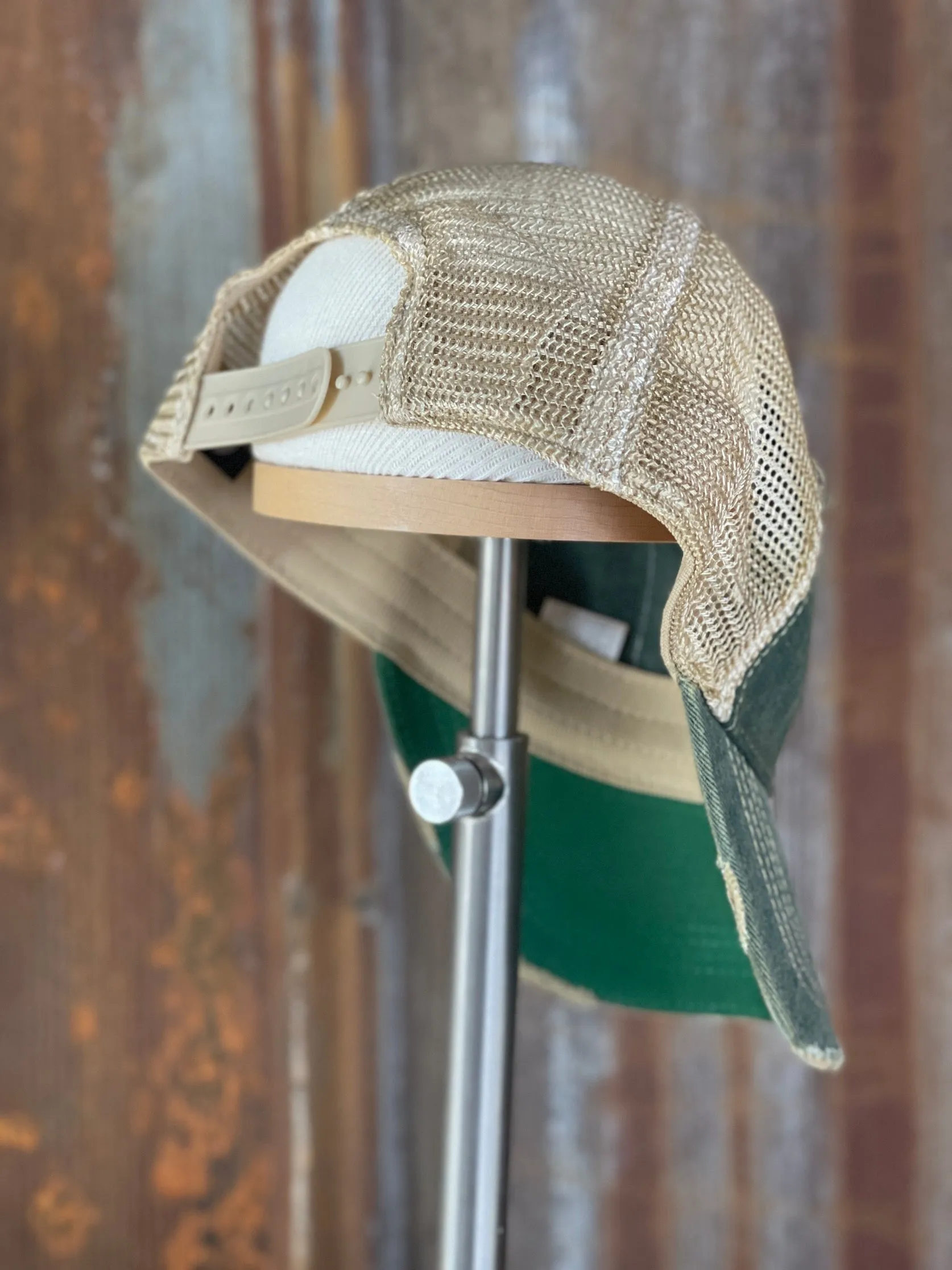 Old Style Wisconsin Beer Hat- Distressed Dark Green Snapback