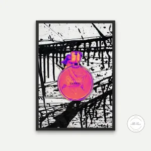 Perfume Bottle Street Art PRINTABLE ART, Designer Wall Art, Bold Colors, Hot Pink Wall Art, Perfume Artwork, Urban Wall Art