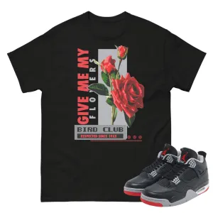 Retro 4 Bred Reimagined Flowers Shirt