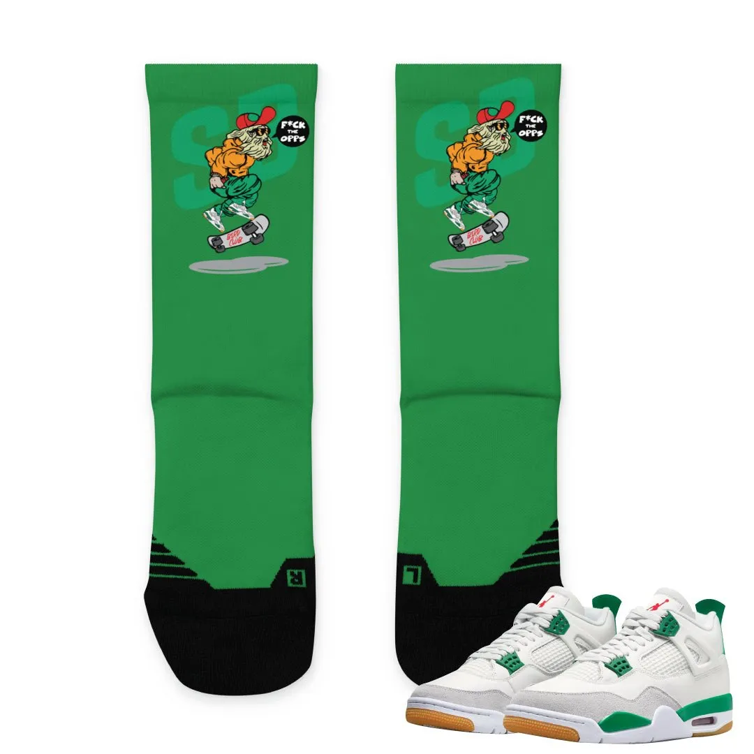 Retro 4 SB Pine Green Socks