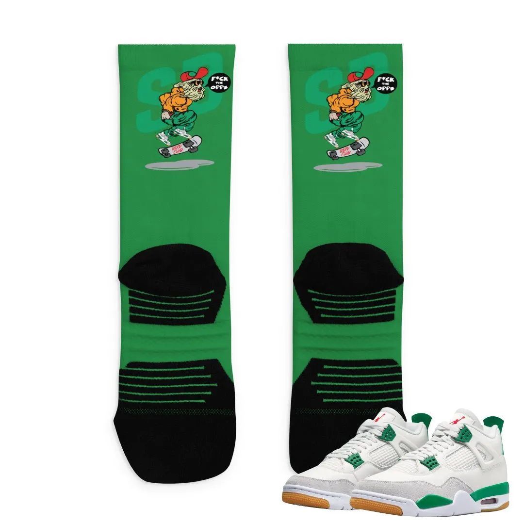 Retro 4 SB Pine Green Socks