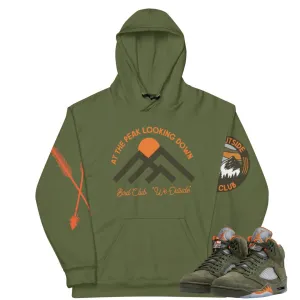 Retro 5 Olive/ Solar Orange "We Outside" Hoodie