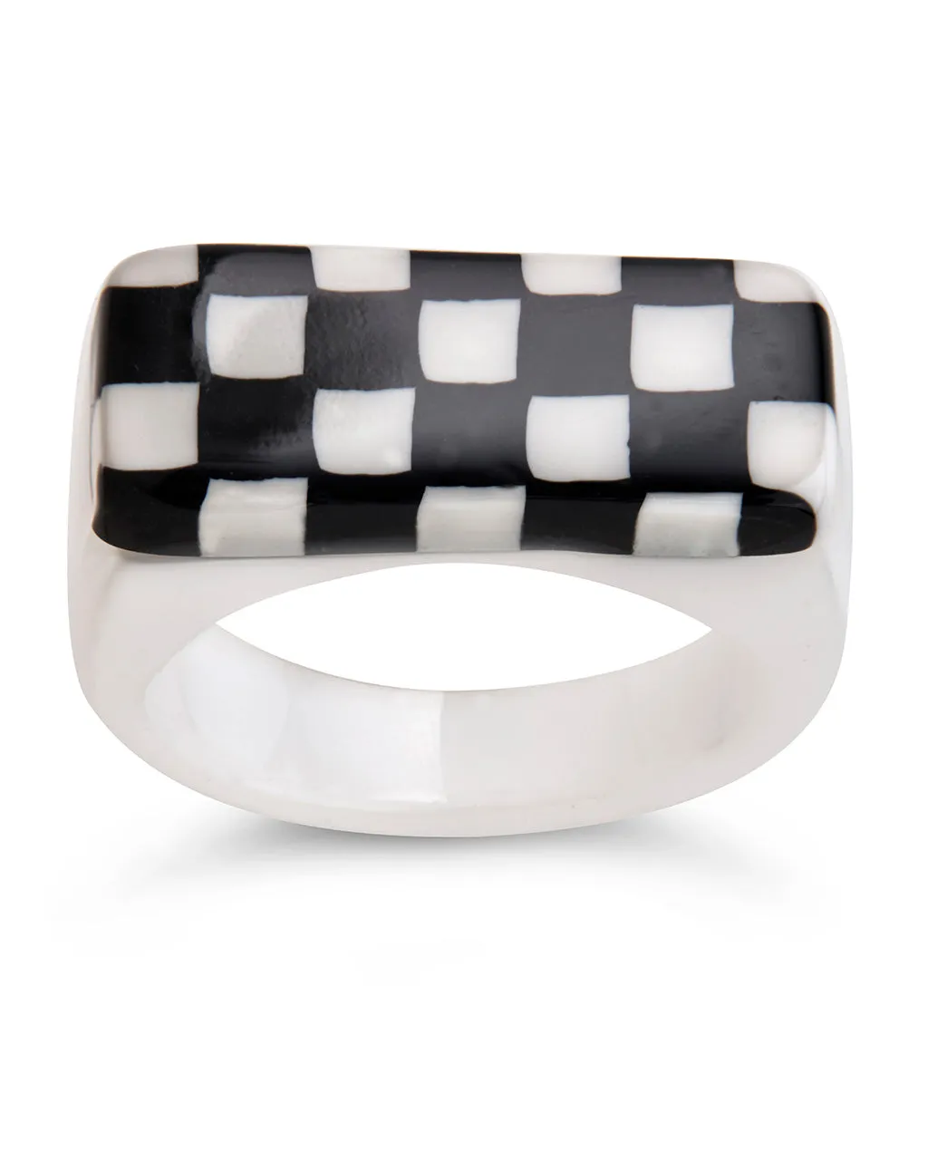 Retro Chequer Resin Ring