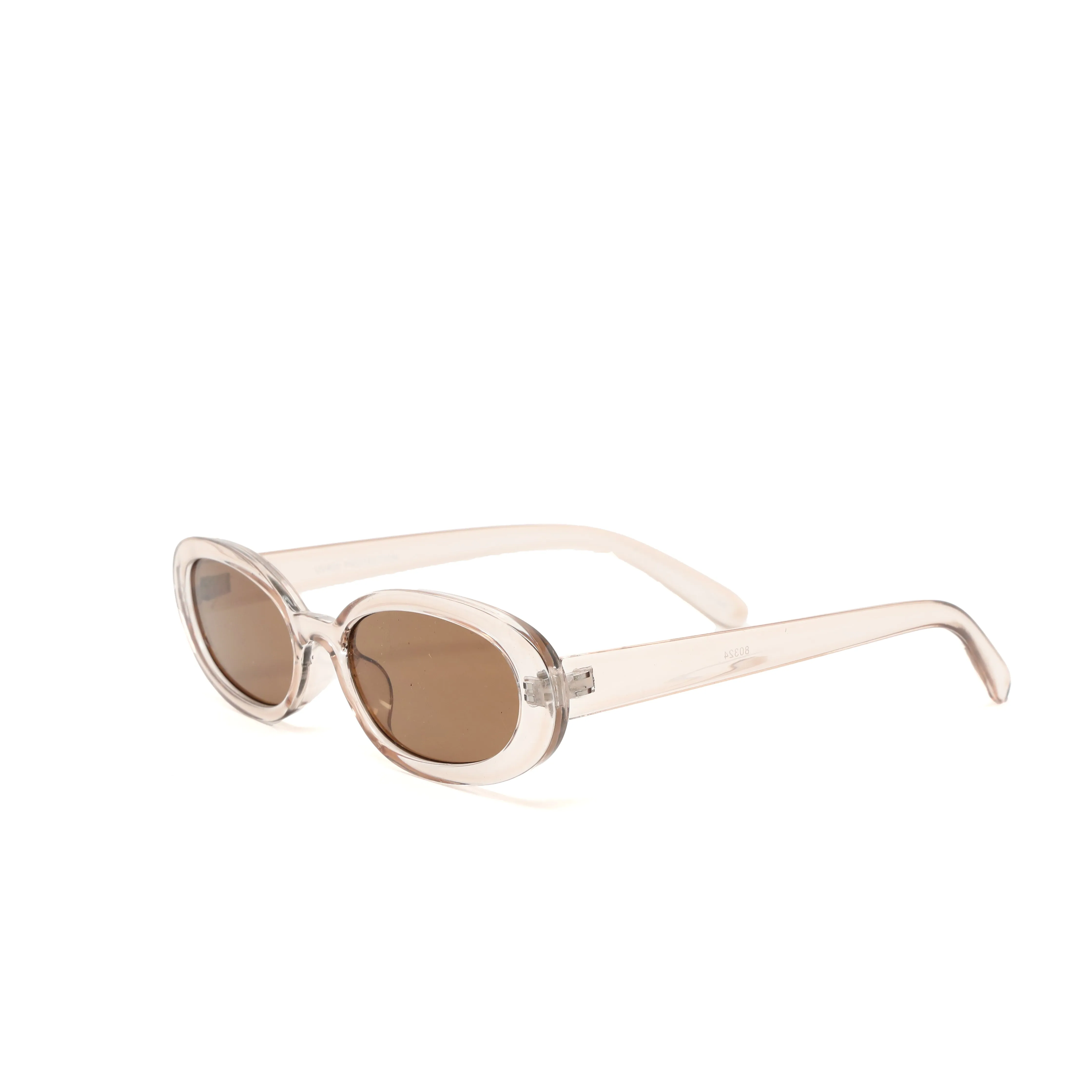 Retro Modern Standard Oval Frame Sunglasses - Transparent