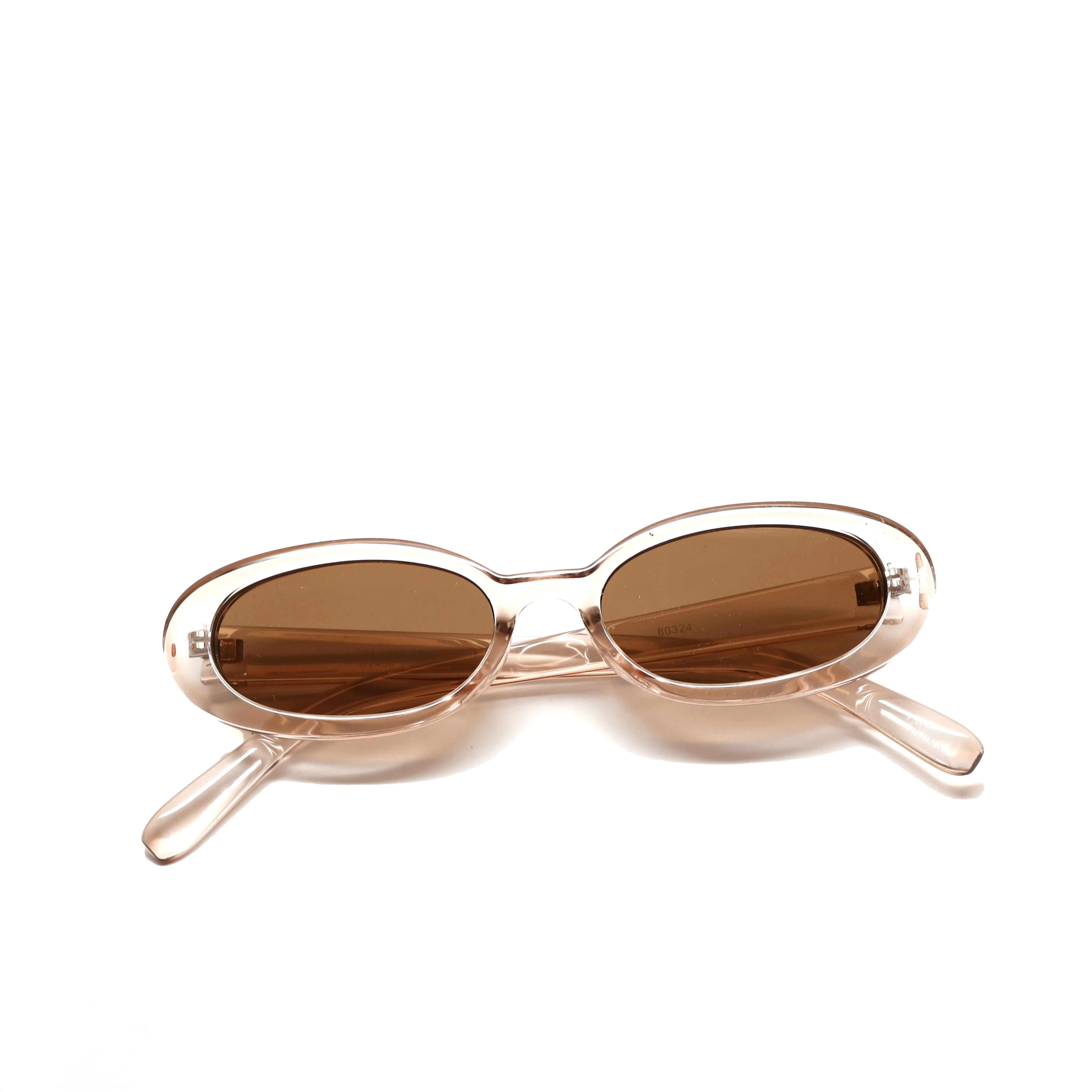 Retro Modern Standard Oval Frame Sunglasses - Transparent