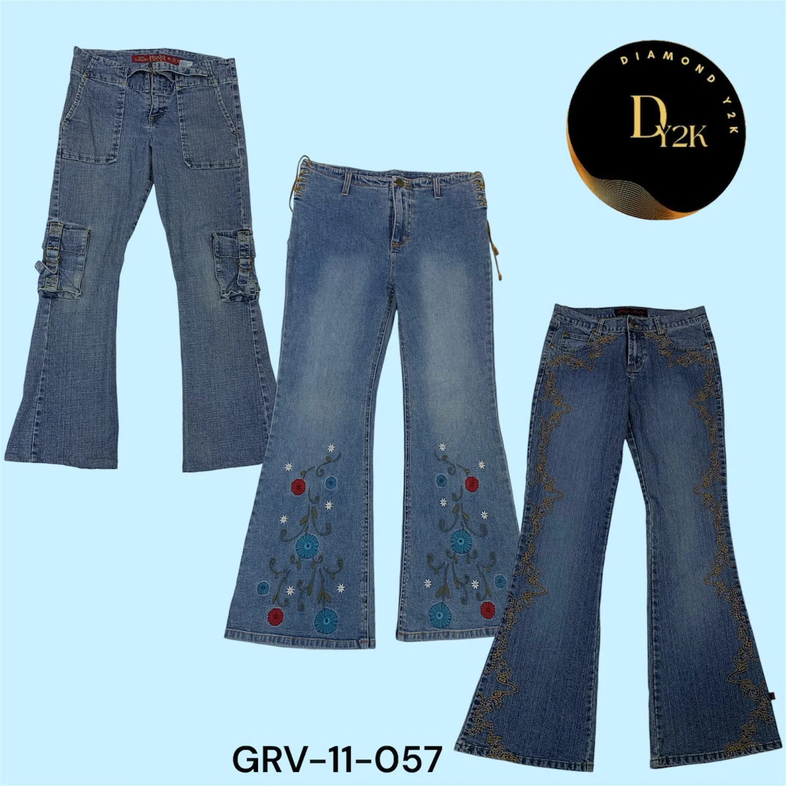 Retro Y2K Low-Rise Flare Jeans (GRV-11-057)