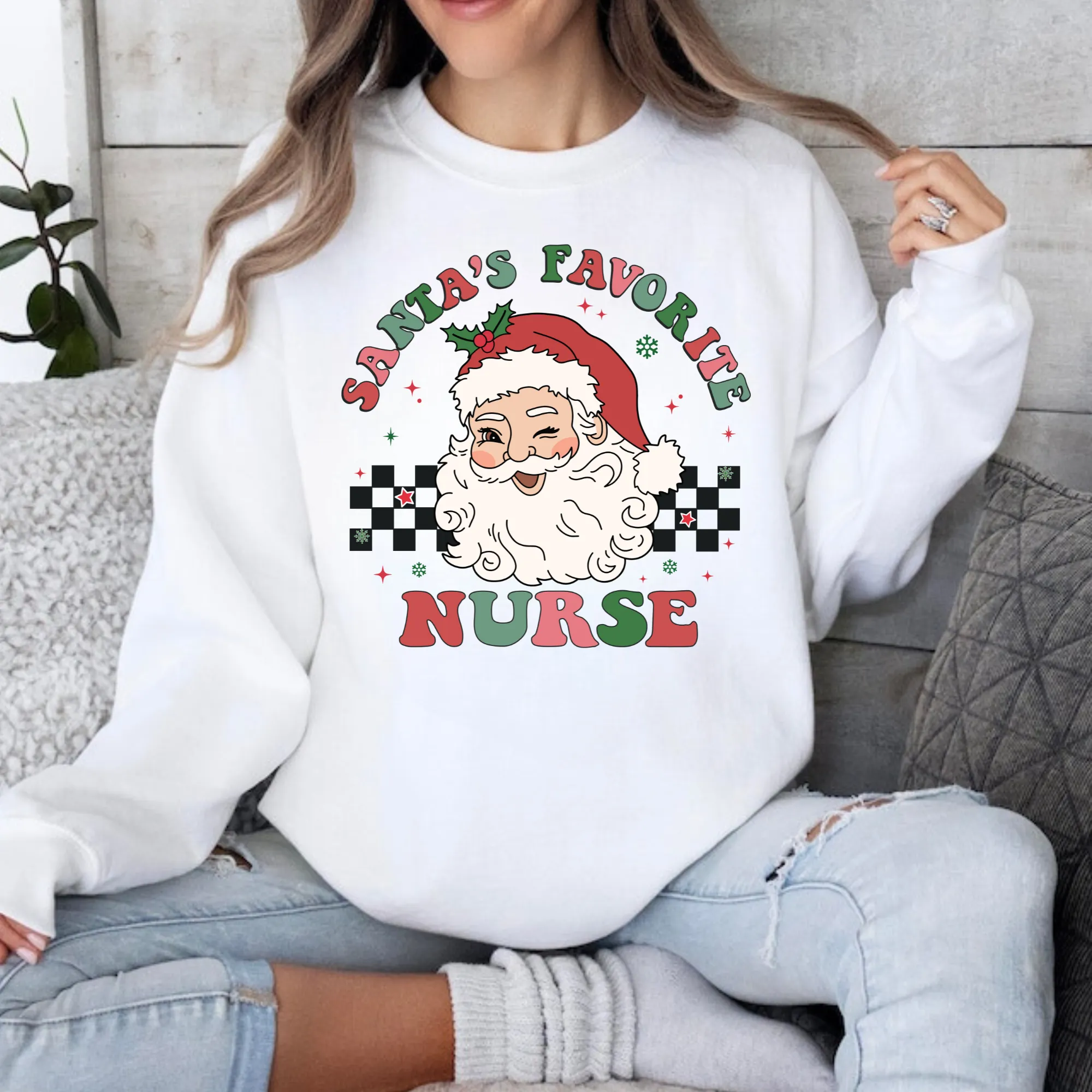 Santa's Favorite Nurse Crewneck Sweatshirt