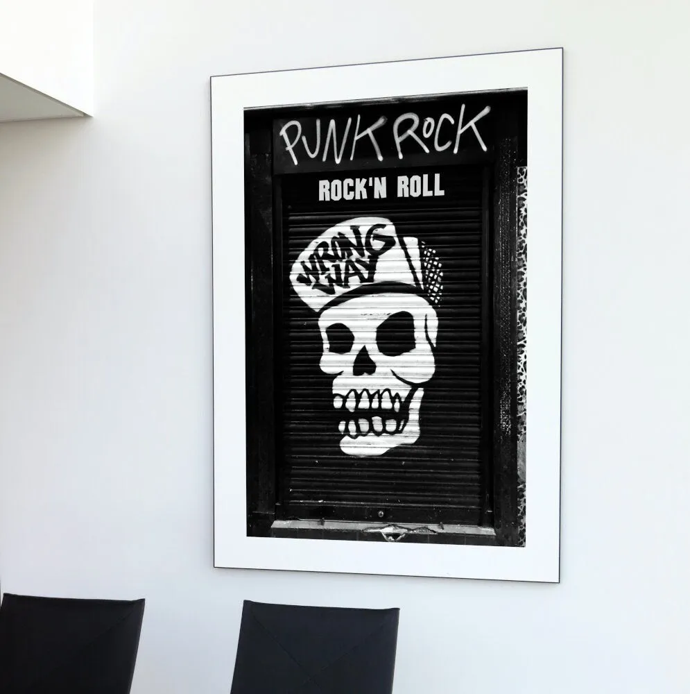 Skull Punk Rock Wall Art INSTANT DOWNLOAD Art Print, Post Punk Poster, Black And White Wall Art, Rock’N’Roll