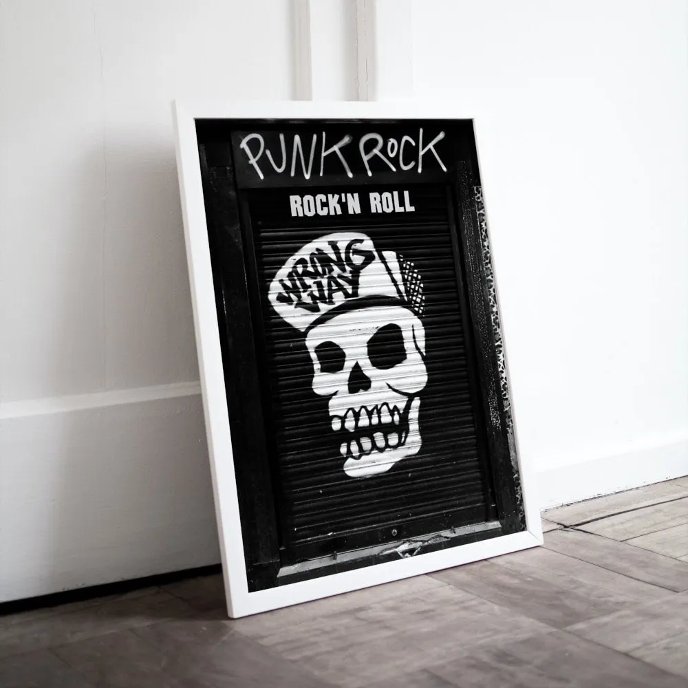 Skull Punk Rock Wall Art INSTANT DOWNLOAD Art Print, Post Punk Poster, Black And White Wall Art, Rock’N’Roll