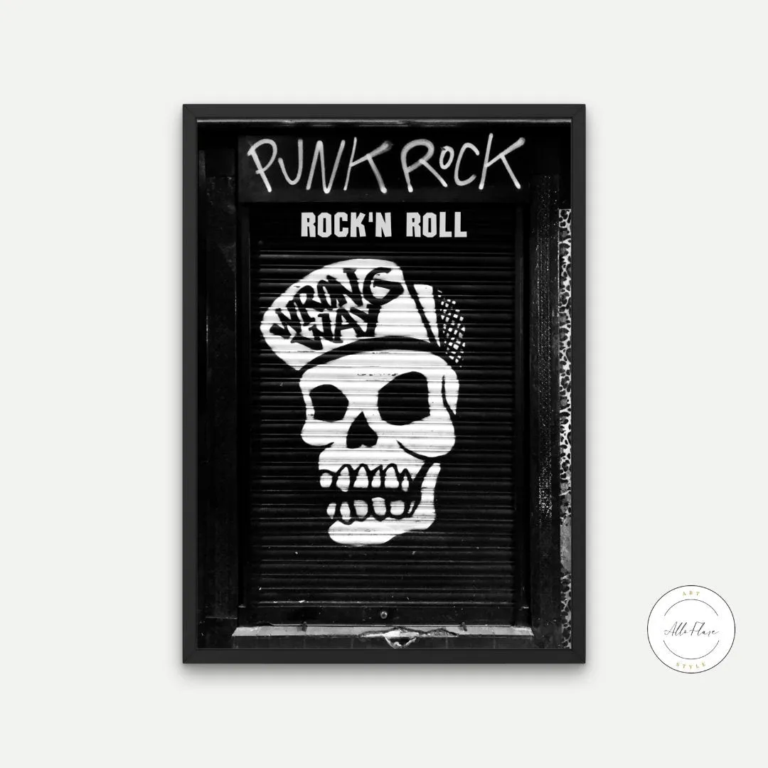 Skull Punk Rock Wall Art INSTANT DOWNLOAD Art Print, Post Punk Poster, Black And White Wall Art, Rock’N’Roll