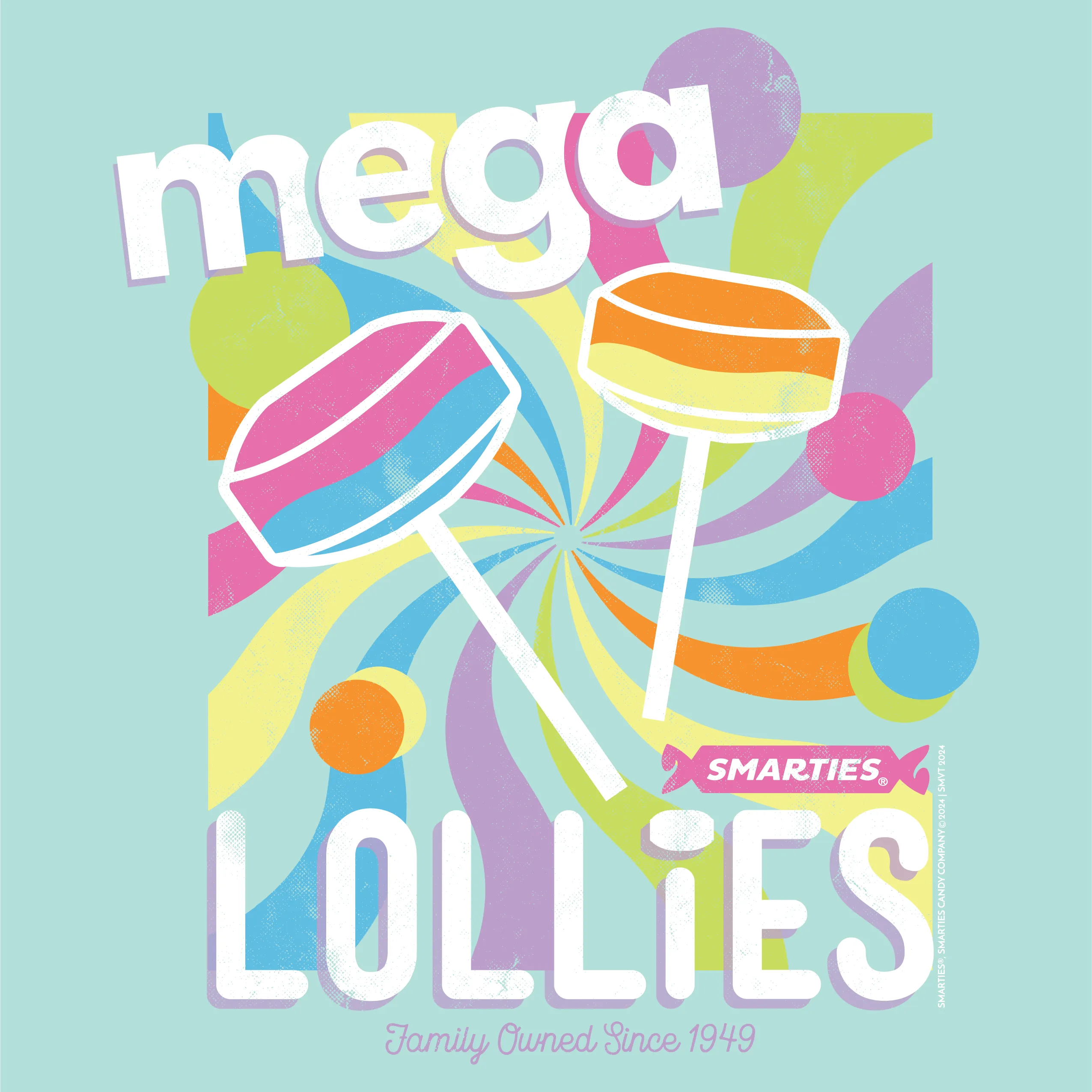 Smarties Mega Lollies Groovy Pastel Tee