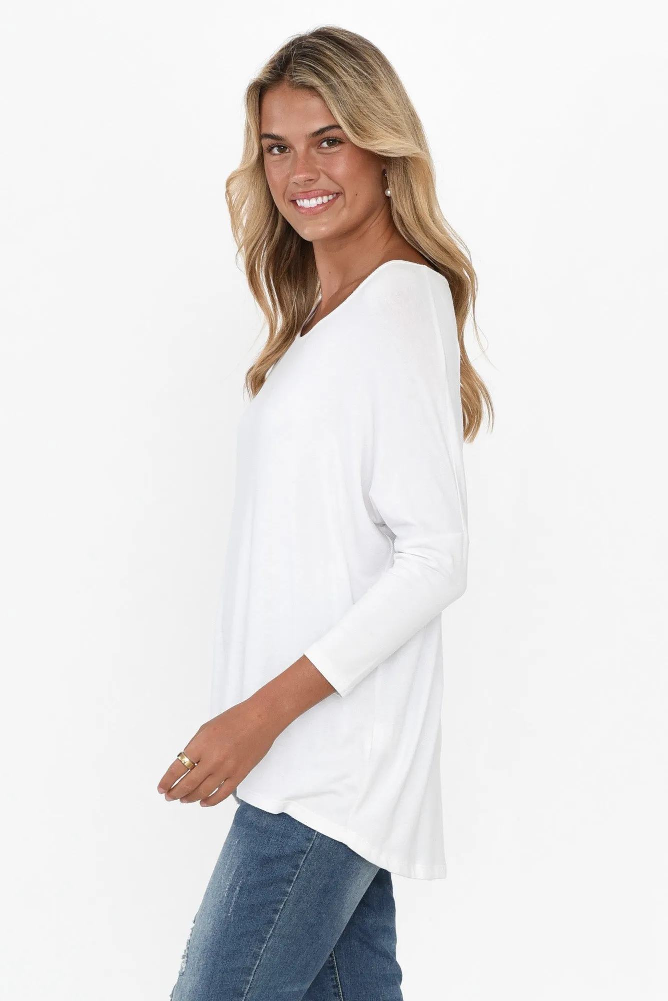 White Milan 3/4 Sleeve Top