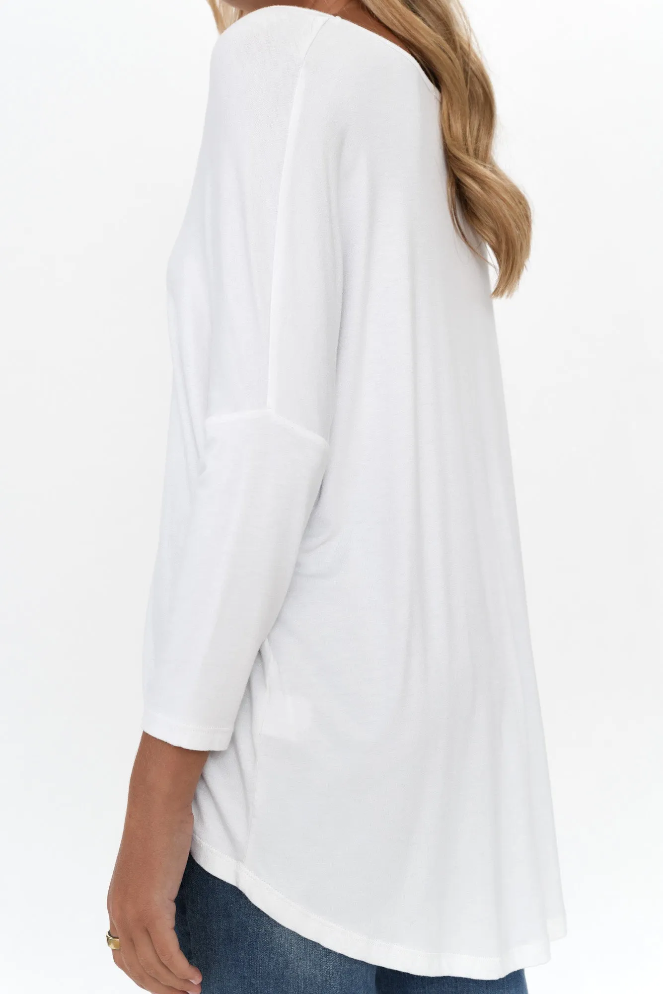 White Milan 3/4 Sleeve Top