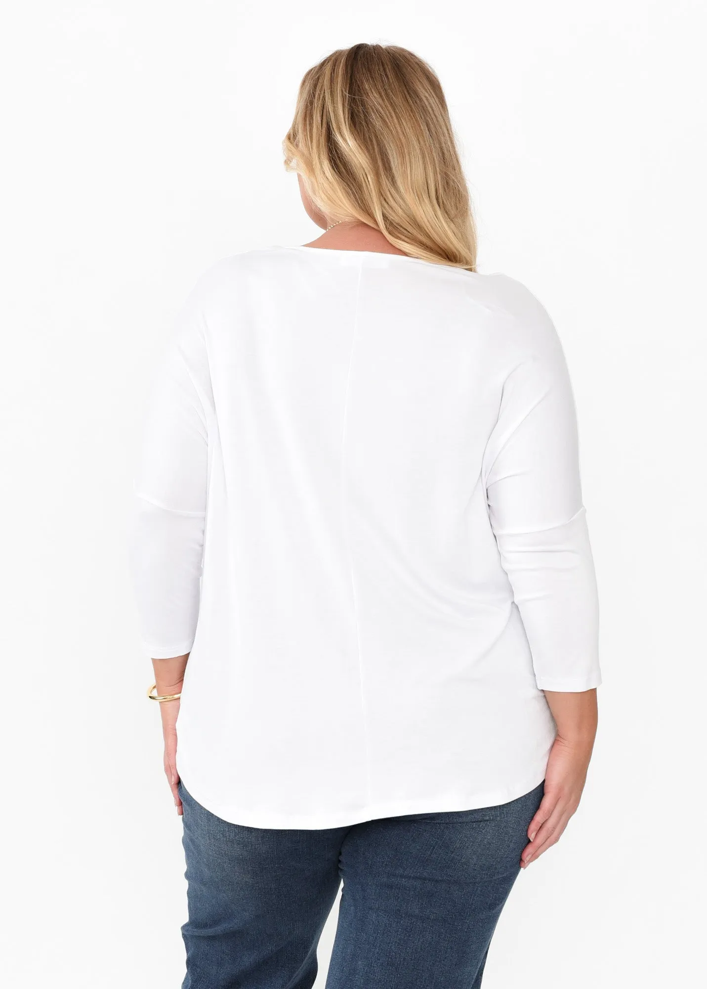 White Milan 3/4 Sleeve Top