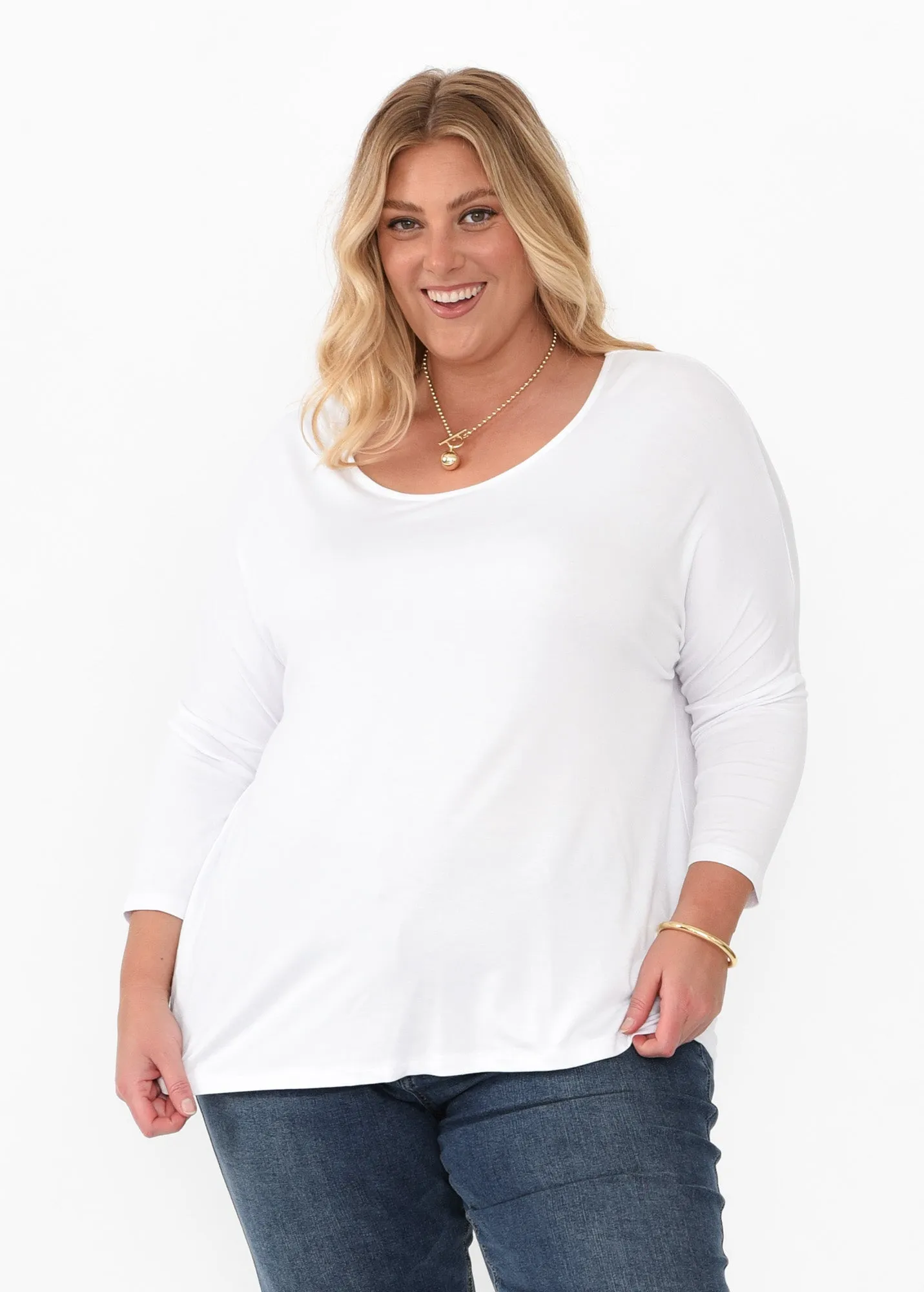 White Milan 3/4 Sleeve Top