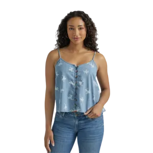 Wrangler Women's Retro Chambray Blue Top Shirt